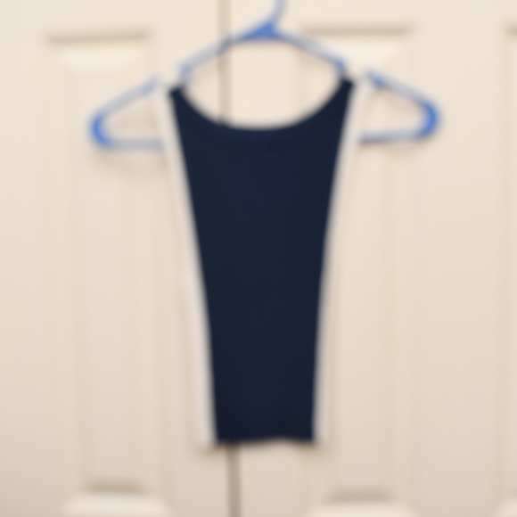 Blue/White Ribbed Tank Top - Picture 2 of 8